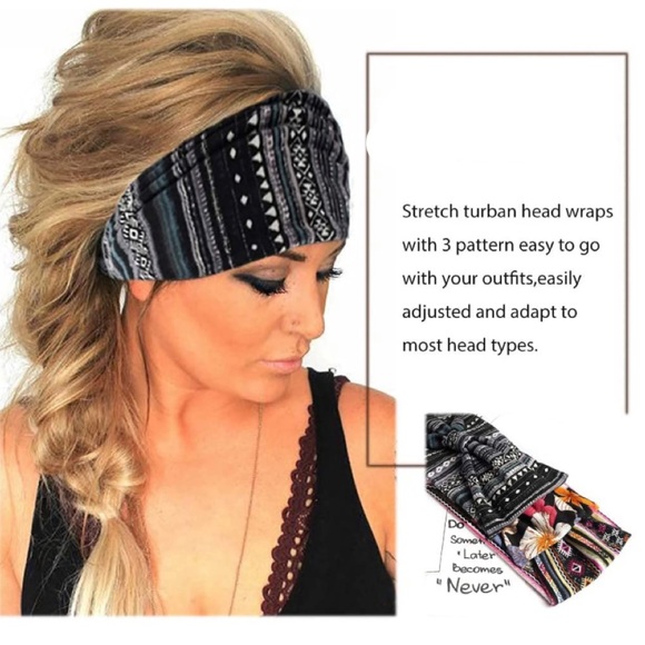Accessories 3 Pcs Boho Bandeau Headbands Wide Knot Hair Band Elastic